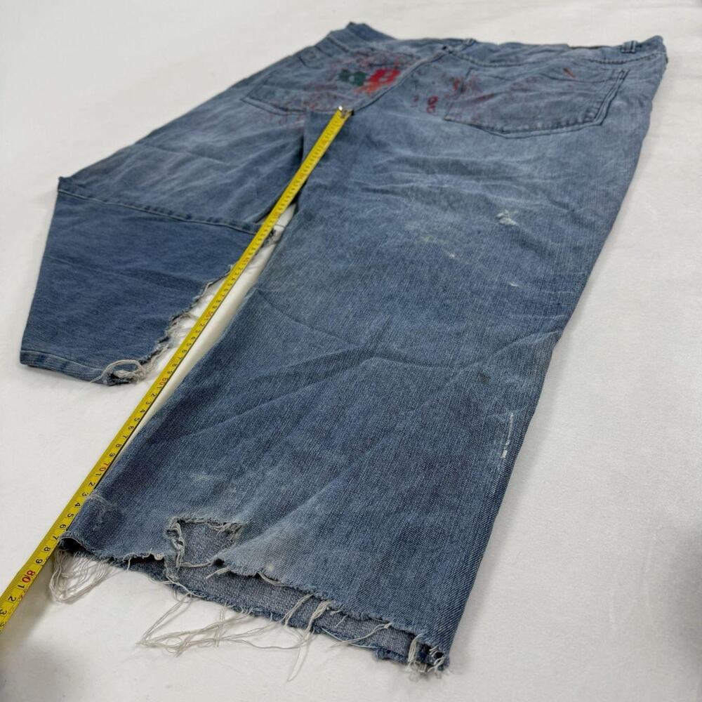 Vintage y2k rare embroidered stonewash grunge baggy wide leg jeans - Picture 3 of 7